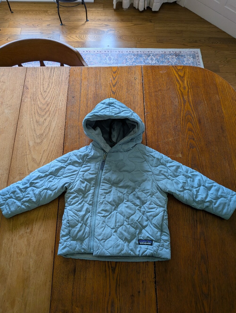 Patagonia Kids' Light Blue Quilted Hooded Jacket 2T #2